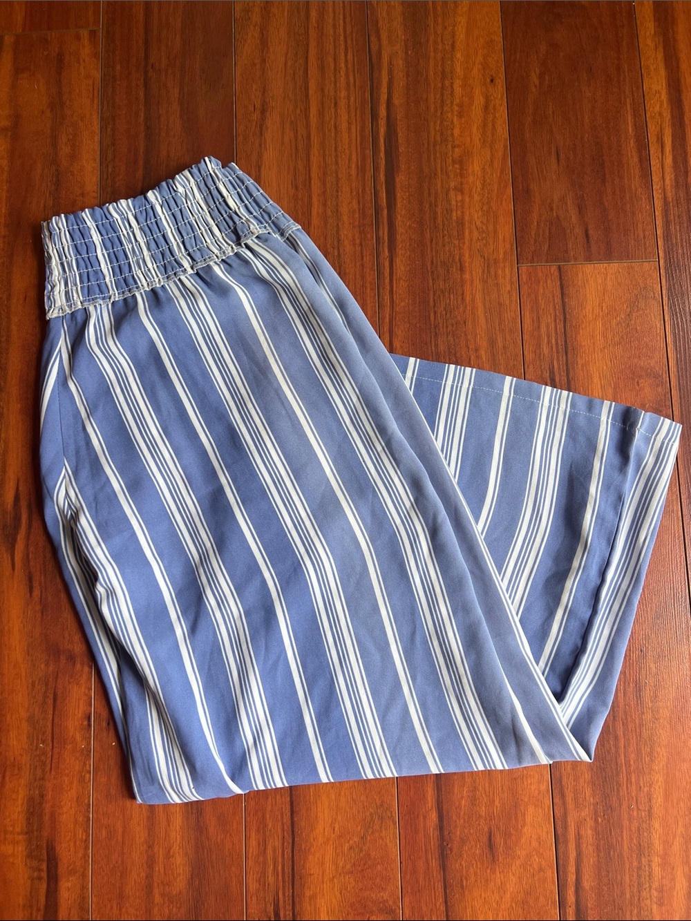 Wide Leg Striped Women’s Pants in Blue and White